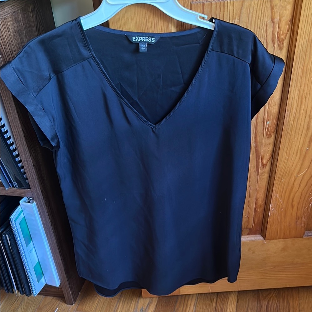 Express Women's Black V-Neck Top